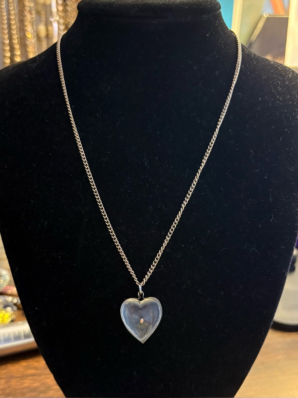 Vintage Mustard Seed Heart Pendant Necklace Faith Jewelry